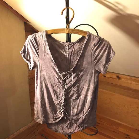 AEO Soft & Sexy Purple Tie-Dye Lace-Up Tee, EUC, S - Picture 10 of 11